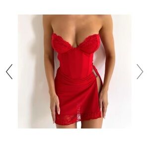Outcast Vigilante Red Lace Bustier Dress